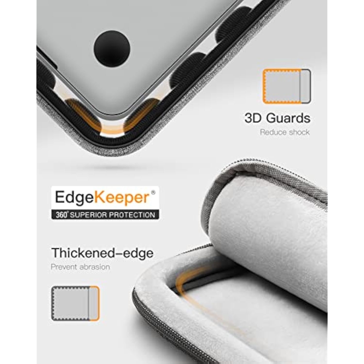 Inateck 360° Protection Laptop Bag with Accessory Bag, Compatible with 13-inch MacBook Air/Pro M4 M3 M2 M1 2016-2025, Gray