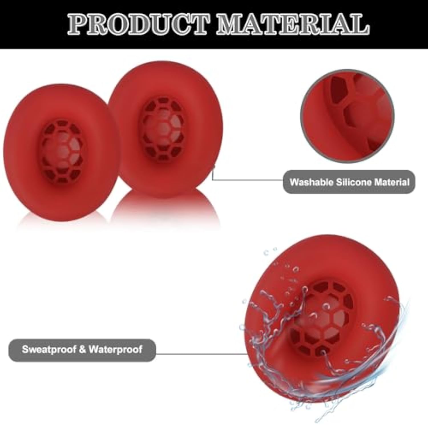 Studio Pro Silicone 2 In 1 Case Cover Set, Anti-Scratch Ear Pad Cover/Zipper Headband Cover For Beats Studio Pro Headphone, Studio Pro Soft Silicone Protector Accessories(Red)