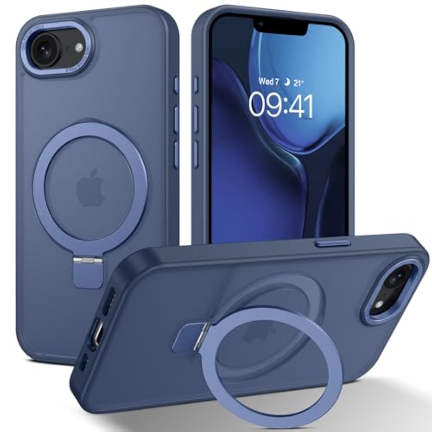 Magnetic Ring Stand Case for iPhone 17E/16E 6.1" - Slim Shockproof Kickstand Phone Case