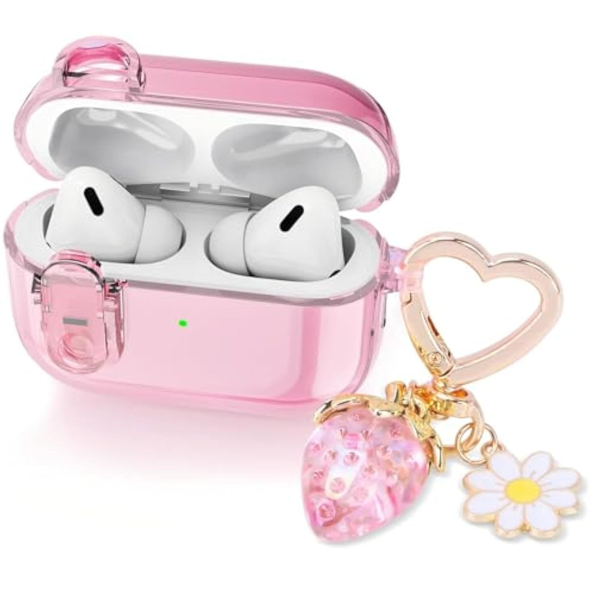 (With Safety Lock) Compatible With Airpods Pro 2Nd/1St Generation Cases Women Girls, Cute Soft Tpu Clear Case Cover For Apple Airpods Pro 2 Case With Strawberries Keychain For Airpod Ipod Pro 2/1
