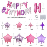 Purple And Pink Happy Birthday Balloons Kit With 16 Inch Mylar Foil Letters Balloon And Star Balloons For Birthday Party Decorations Photo Booth Backdrop