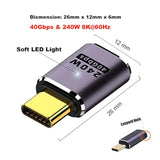 2 Pack Usb 4.0 Type C Extension Adapter With Led Light, 40Gbps Usb C Male To U