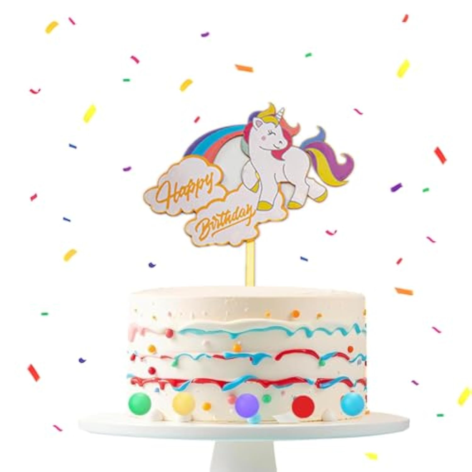 4th Unicorn Birthday Decorations for Girls Banner Cake Topper Unicorn Balloons