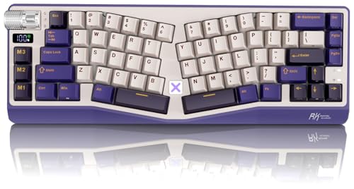 A70 Wireless Ergonomic Keyboard, 65% Alice Split Mechanical Keyboard W/Bluetooth/2.4Ghz/Wired, Rgb Gaming Keyboards With Knob And Gasket Mount, Hot Swappable Pre-Lubed Linear Switches