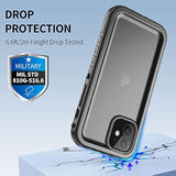 Compatible With Iphone 12 Pro Waterproof Case - Full Body Shockproof Dustproof Phone Screen Protector Rugged Waterproof Case For Iphone 12 & 12 Pro 6.1 Inch Black