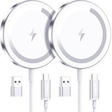 For Apple Mag-Safe Charger 2 Pack, Magnetic Wireless Charger For Iphone 16 15 14 13 12 Pro Max Plus Mini, 15W Fast Charging Pad, For Airpods 4/3/2/Pro, Strong Magnet, Silver