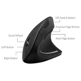 Wireless Vertical Mouse, 2.4G Wireless Ergonomic Optical Mouse With 3 Adjustable 800/1200 /1600 Dpi, More Suitable For Big Hands