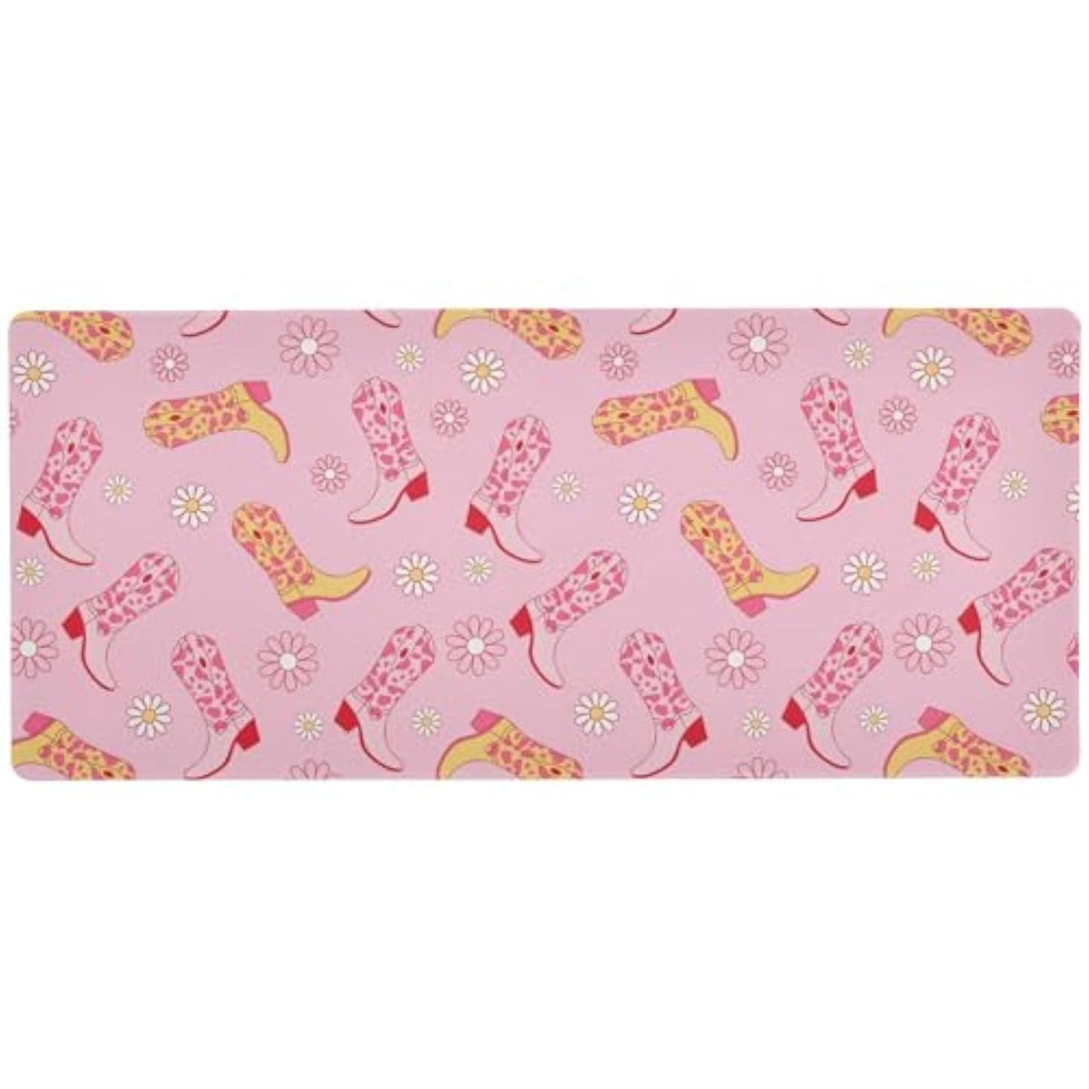 Western Cowgirl Boots And Flowers Gaming Mouse Pad Large Mousepad Extended Computer Keyboard Desk Pad Non-Slip Desk Mats For Work Game Home Office, 31.5 X 15.7 Inch