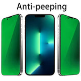 2 Pcs Anti-Blue Privacy Tempered Glass Mirror Anti-Spy Screen Protector Anti-Peeping Film Compatible With Iphone 14 Plus /Iphone 13 Pro Max, 6.7 Inch Electroplated 9H Hardness Anti-Scratch (Green)