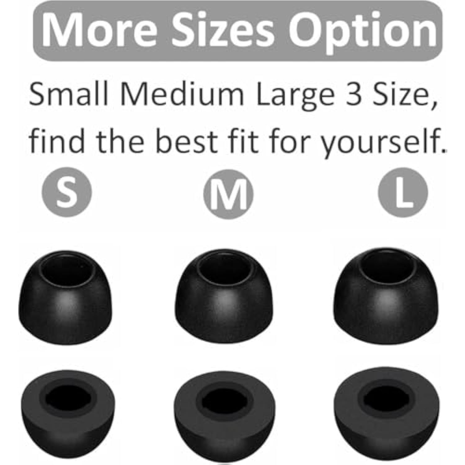 Replacement Memory Foam Ear Tips Compatible With Powerbeats-Pro 2, Noise Canceling Foam Eartips Ear Plug Ear Tip,Fit In Case,L/M/S 3 Size 3 Pairs,Black (214Pbp3P2B)