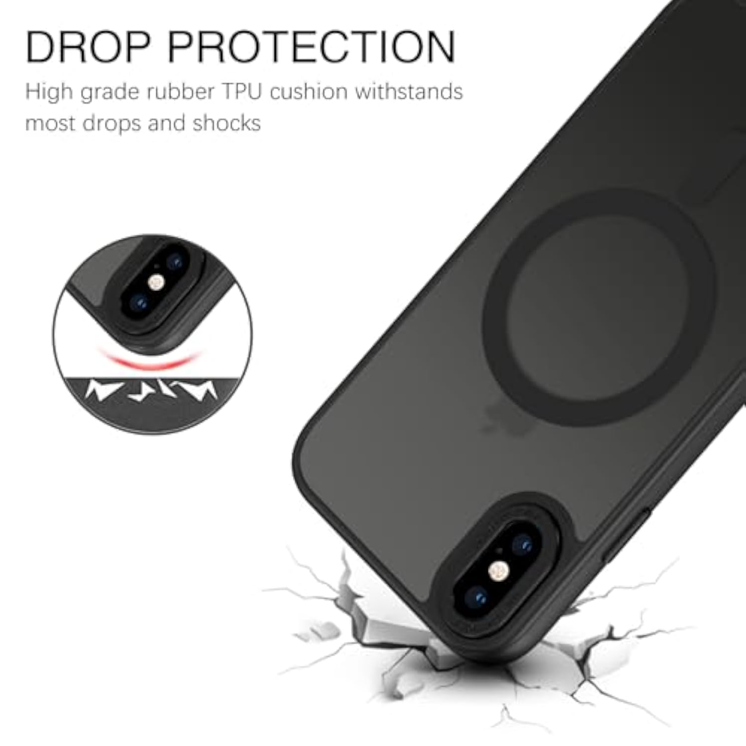 For Iphone Xs Max Case [Compatible With Magsafe] Translucent Matte Magnetic Iphone Xs Max Phone Case Slim Thin Shockproof Women Men Protective Cases Cover For Iphone Xs Max 6.5" 2018, Black