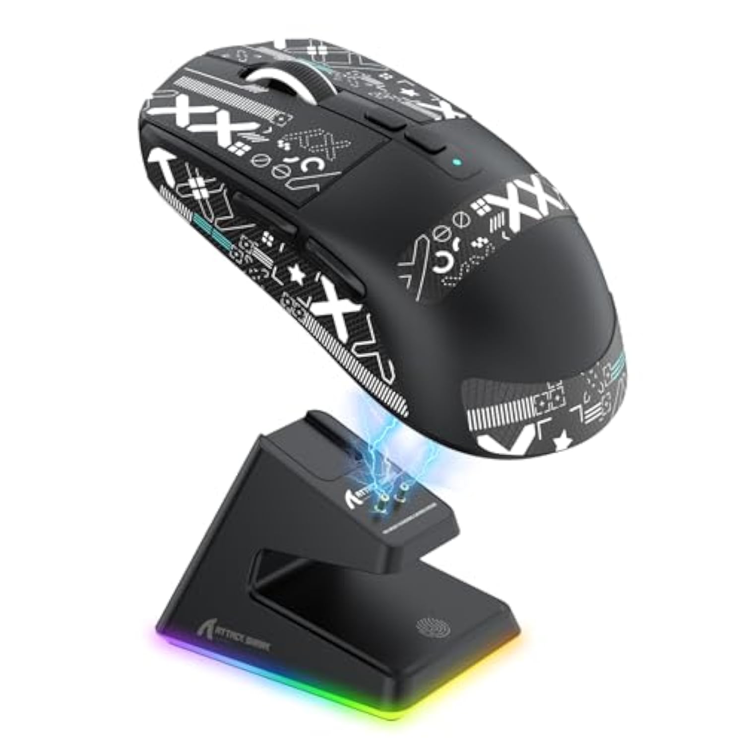 X6 Lightweight Wireless Gaming Mouse With Rgb Backlight Charging Base,Tri-Mode Wired/2.4Ghz/Bt5.2,26K Dpi, Paw3395 Optical Sensor,Huano Switch,5Programmable Buttons,Pc/Mac(Black+Sticker)