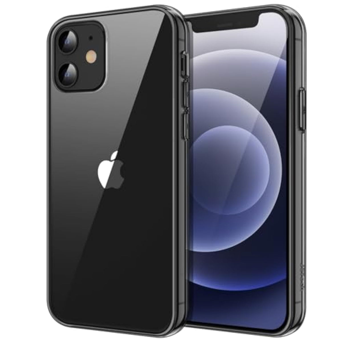 Jetech Case For 12/12 Pro 6.1-Inch, Non-Yellowing Shockproof Phone Bumper Cover, Anti-Scratch Clear Back (Black)