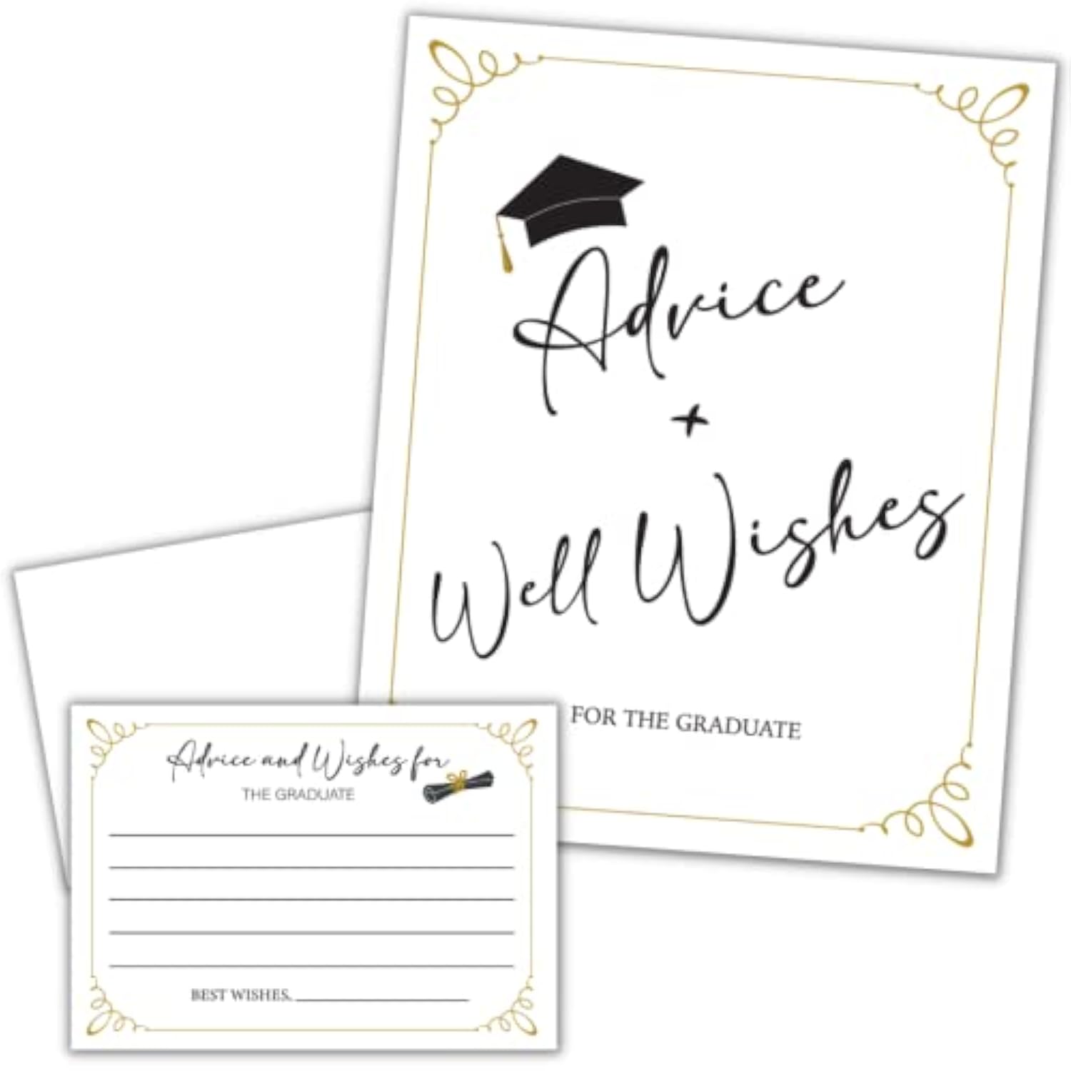 Graduation Party Wishes & Advice Cards And Sign - Class Of 2026 Graduation Decorations - 50 Pack Graduation Party Decorations 2026 (White)