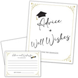 Graduation Party Wishes & Advice Cards And Sign - Class Of 2026 Graduation Decorations - 50 Pack Graduation Party Decorations 2026 (White)