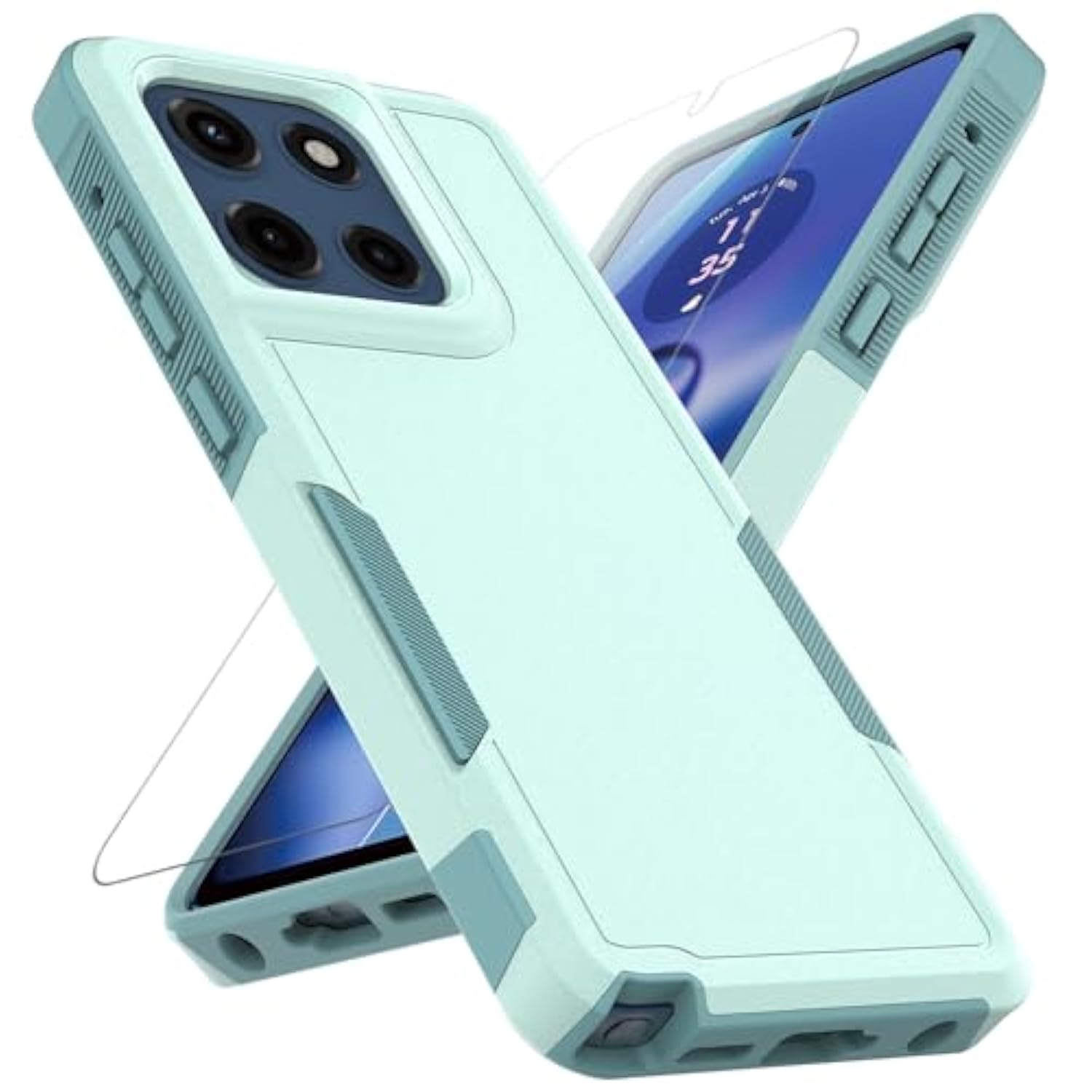 For Moto G Stylus 2025 Case: Dual Layer Protective Heavy Duty Cell Phone Cover Shockproof Rugged With Screen Protector - Military Protection Bumper Tough - For Motorola Moto G Stylus 2025, Mint Green