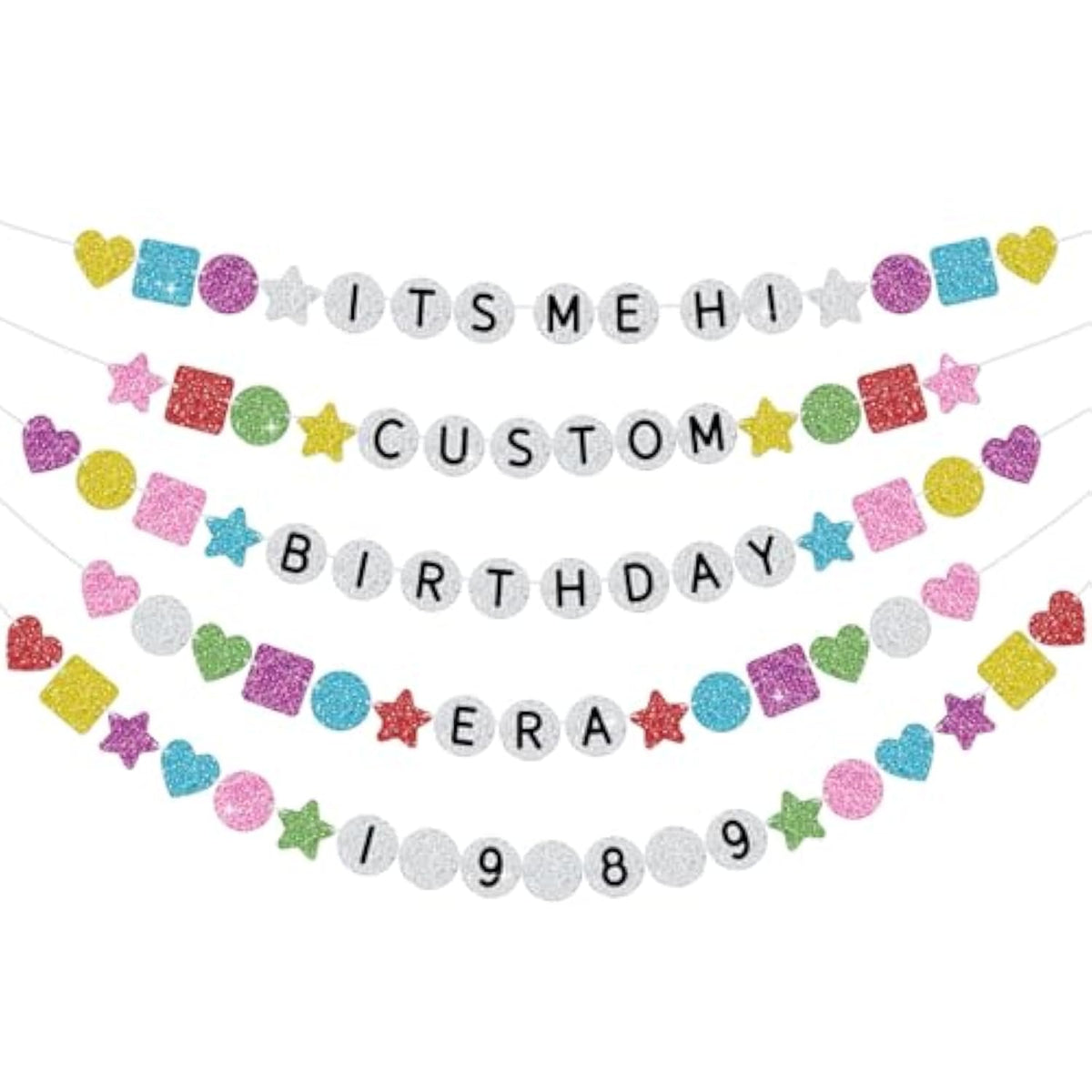 302Pcs Diy Friendship Bracelet Birthday Banner Customizable 6.6Ft Glitter Happy Birthday Sign For Celebrating Birthdays And Graduations Birth-Tay Era Tour Decorations