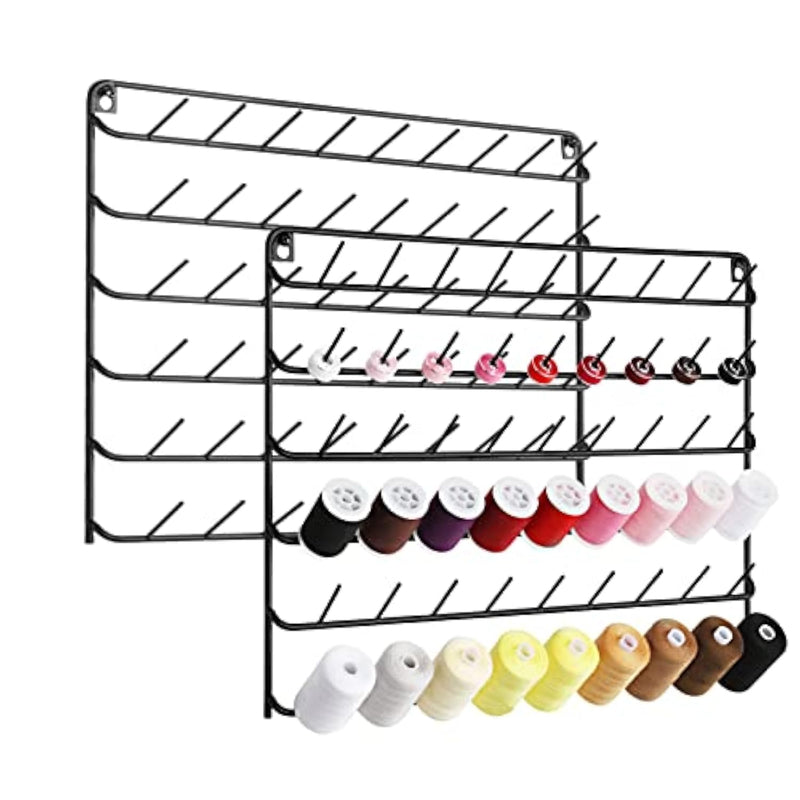 Thread Holder Wall 2 Pack 54 Spools Thread Rack Wall Mount Embroidery Spool Thread Organizer Metal Sewing Thread Organizer With Hanging Tools For Quilting