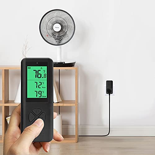 Digital Wtc200 Wireless Thermostat Plug-In Temperature Controller Outlet, Remote Temp Controller, Thermometer Heating Cooling Mode For Fan Heater Greenhouse Home Brew Reptile - Black