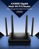 Wr3000E Ax3000 Gigabit Dual Band Wi-Fi 6 Mesh Router, Mu-Mimo, Ofdma, Wireguard, Openvpn, Wpa3, Mesh And App Supported, Wr3000E V2.0, Black