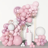 Pink and White Balloon Arch Kit 153pcs Pastel, Confetti & Metallic for Parties and Showers
