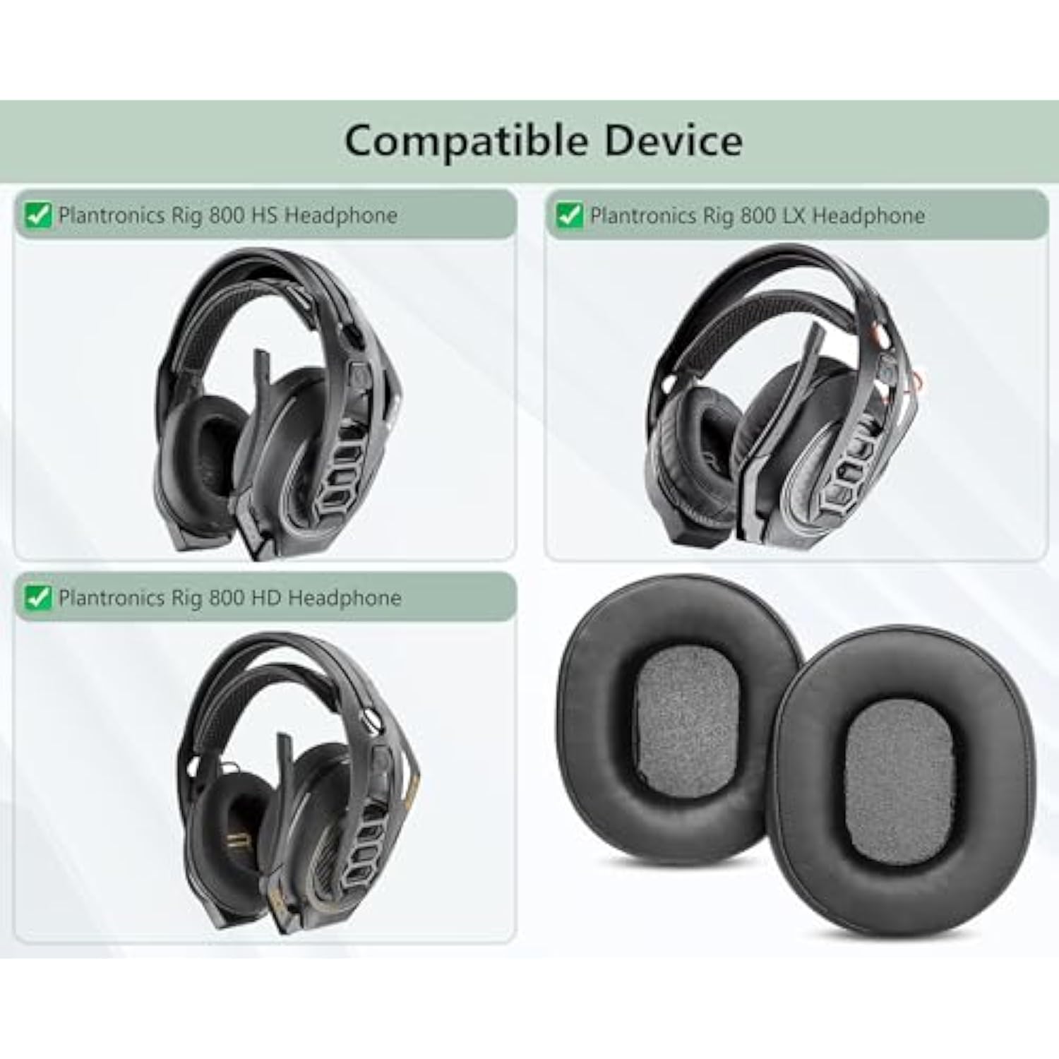 Prime Replacement Earpads Compatible With Plantronics Rig 800 Lx/Rig 800 Hs/Rig 800 Hd Gaming Headsets Ear Pads Cushion(Protein Leather/Memory Foam)