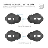 4 Pairs Airpods Ear Tips Silicone Earbuds Cover Compatible With Apple Airpods (2 Pair Large & 2 Pairs Small, Black)