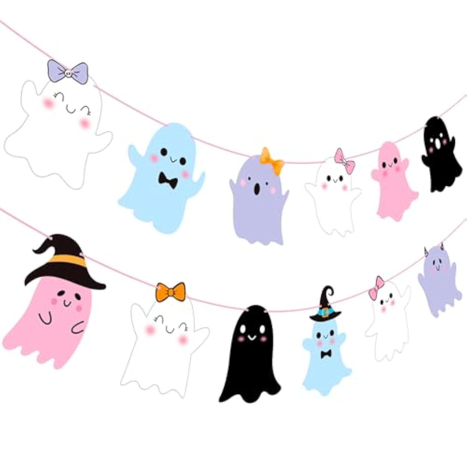 Halloween Ghost Banner 2Pcs Soft Color Double Sided Ghost Party Decorations Kids
