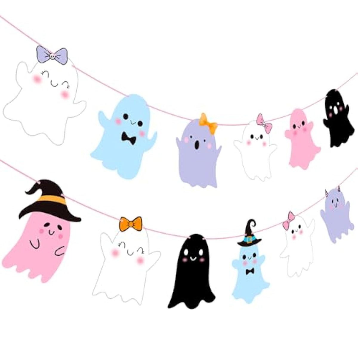 Halloween Ghost Banner 2Pcs Soft Color Double Sided Ghost Party Decorations Kids