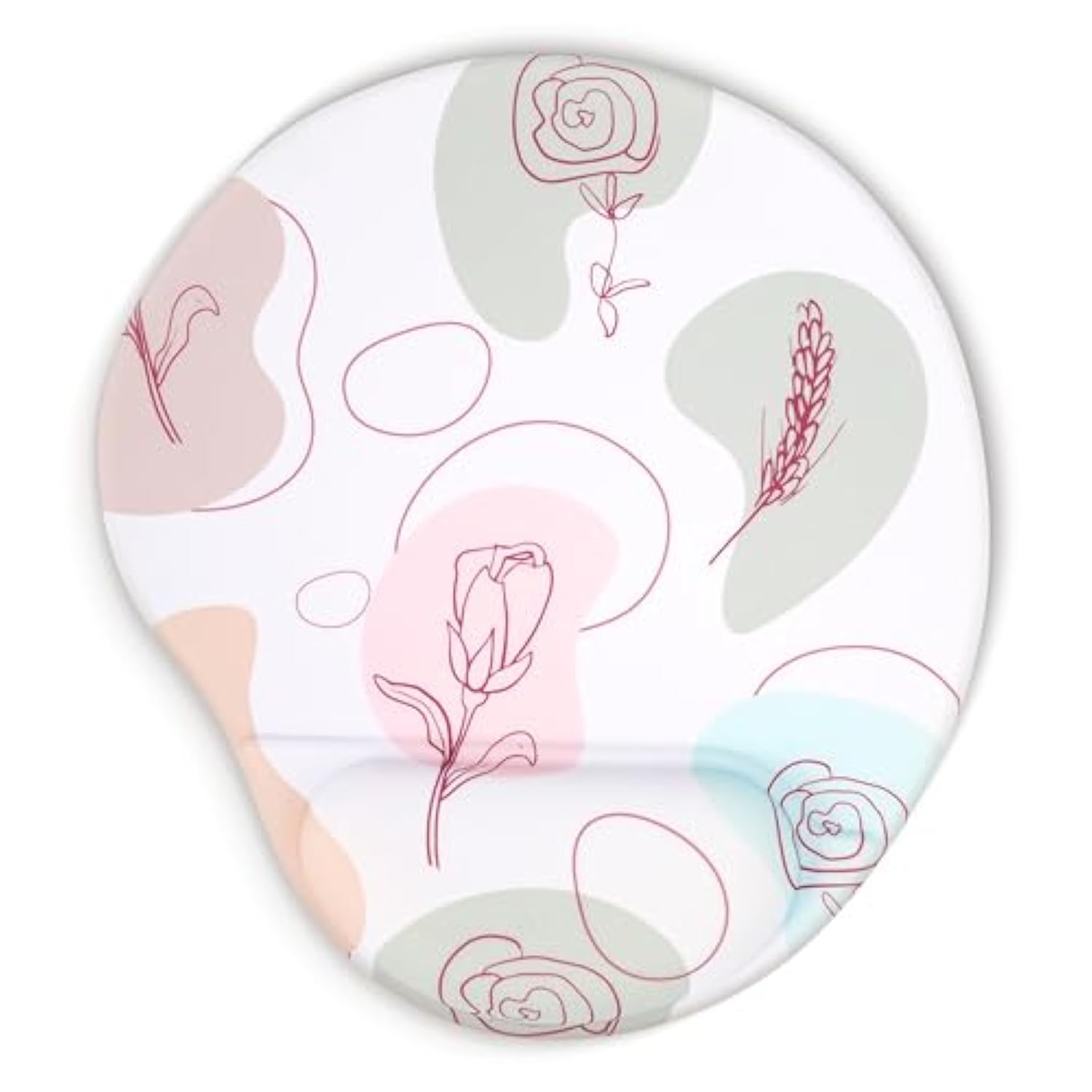 Ergonomic Mouse Pad With Wrist Support,Cute Floral Pattern Mouse Pads With Wrist Rest,Comfortable Mouse Pad For Home Office Gaming Work Computers Laptop With Non-Slip Pu Base (Rose Fantasy)