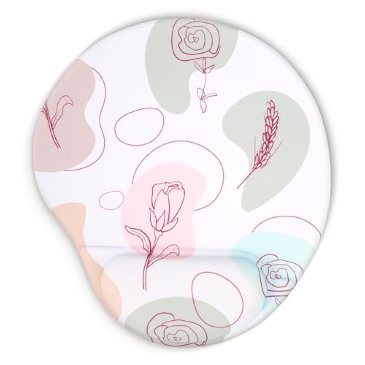 Ergonomic Mouse Pad With Wrist Support,Cute Floral Pattern Mouse Pads With Wrist Rest,Comfortable Mouse Pad For Home Office Gaming Work Computers Laptop With Non-Slip Pu Base (Rose Fantasy)