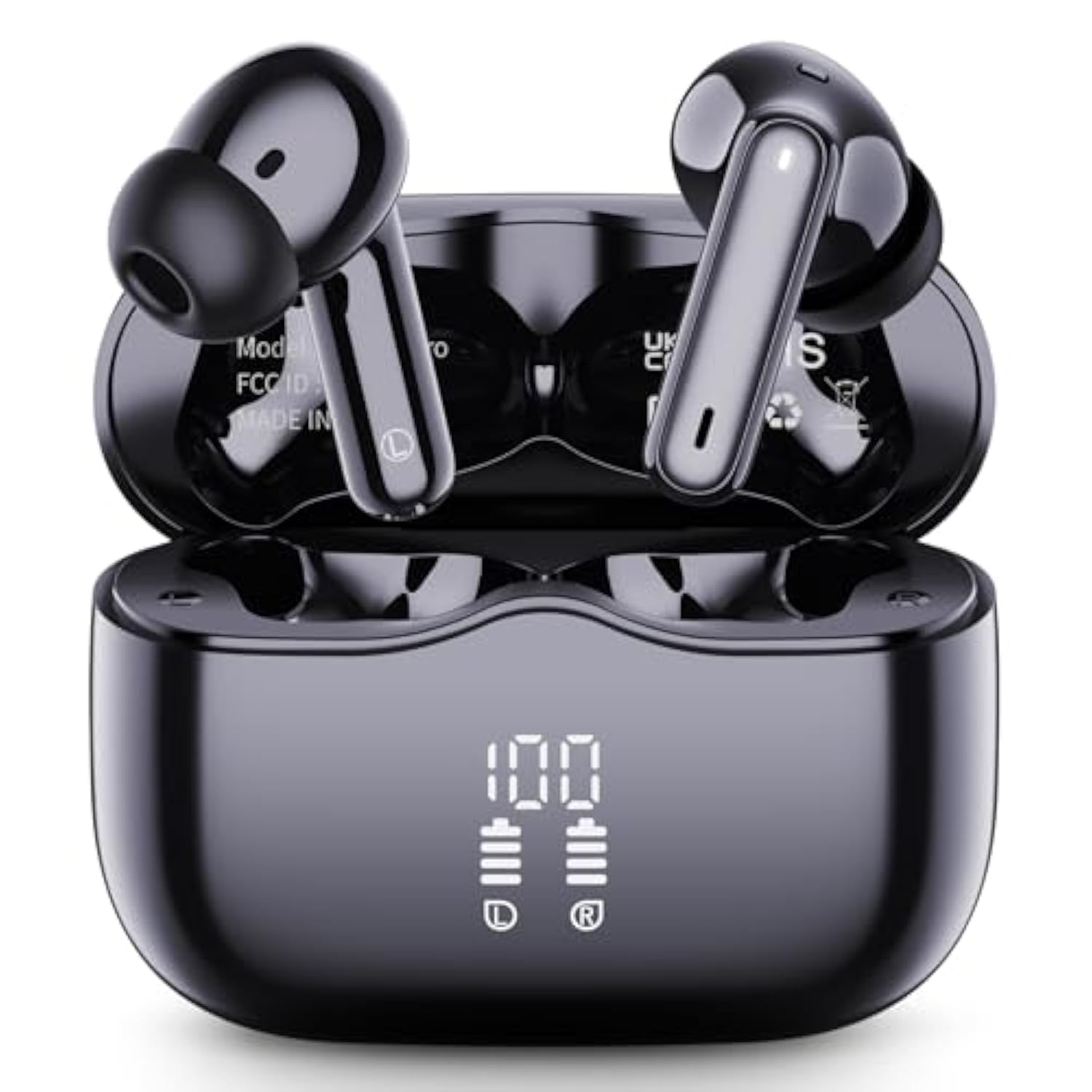 Wireless Earbuds, 2025 Bluetooth 5.4 Headphones In Ear With 4 Enc Noise Cancelling Mic, New Wireless Earphones Hifi Stereo Deep Bass 40H Playtime, Led, In-Ear Bluetooth Ear Buds Ip7 Waterproof, Usb-C