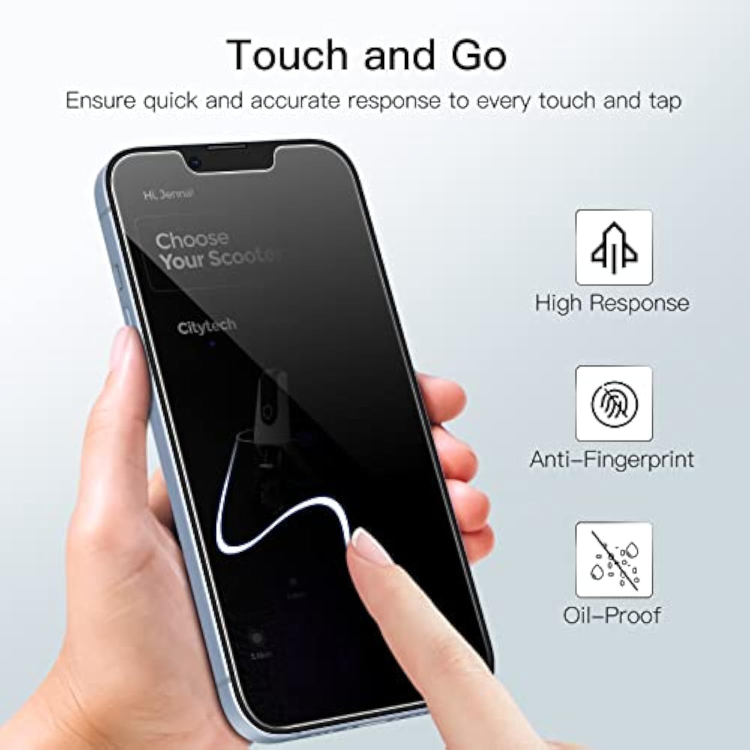 JETech Privacy Screen Protector for iPhone 16e 2025, iPhone 14 6.1-Inch, Anti Spy Tempered Glass Film, 2-Pack