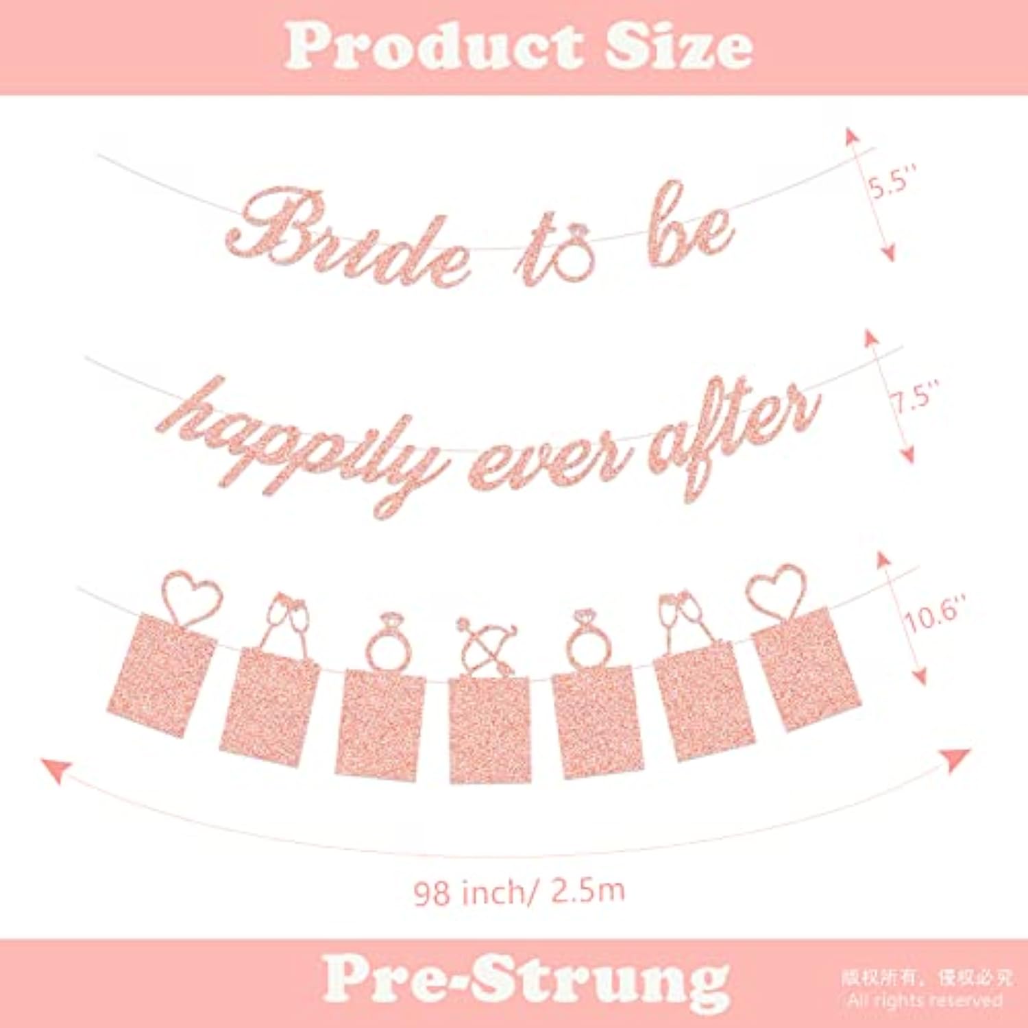 Bridal Shower Decorations Bride to Be Happily Ever After Banners Rose Gold Party Kit