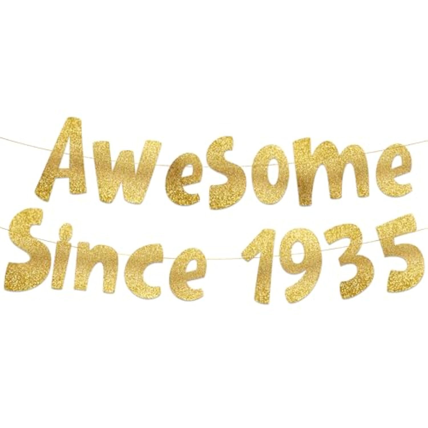 Awesome Since 1935 Gold Glitter Banner - 90Th Birthday Party Decorations