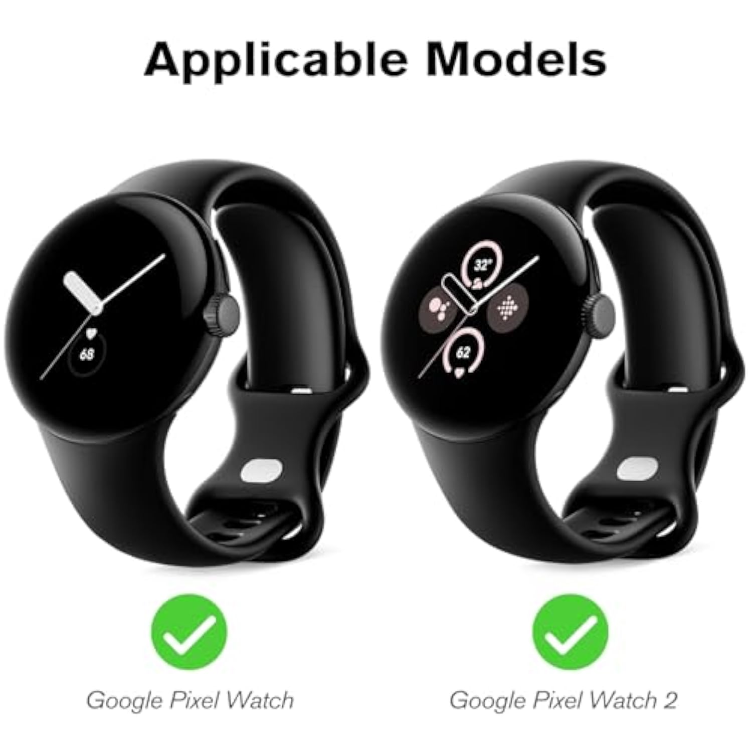 Fintie Hard Case Compatible with Google Pixel Watch 3/2 / 1 with Tempered Glass Screen Protector, Full Coverage Slim Bumper Cover - Black/Silver/Clear (Pack of 3)