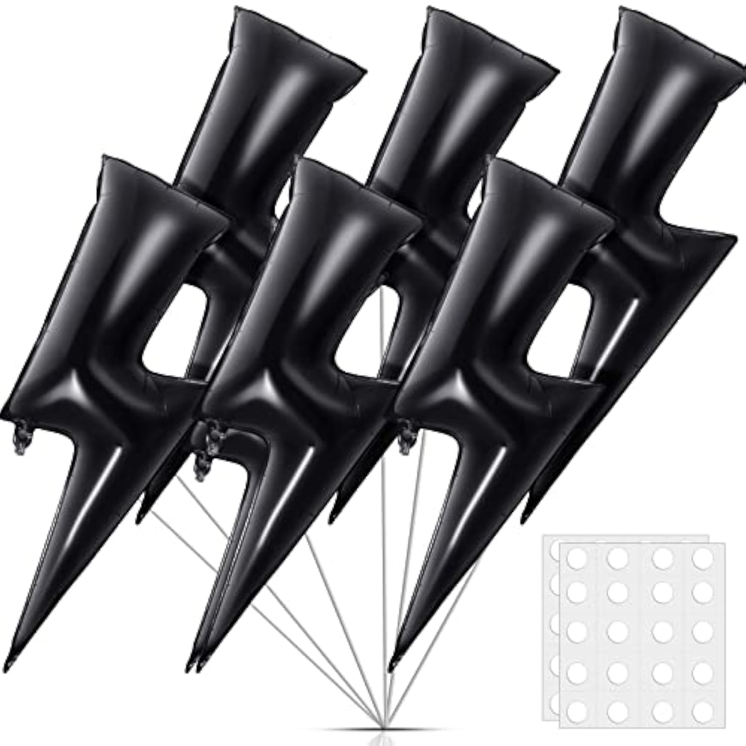 6-Pack 45" Black Lightning Bolt Foil Balloons – Bold Party Decor for Birthdays, Weddings & Graduations