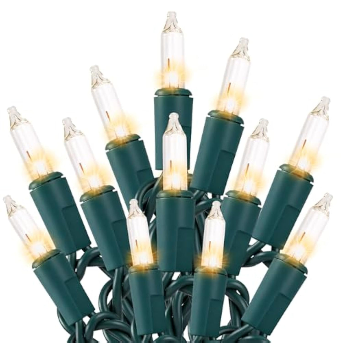 Christmas Lights 50 Count Clear Mini Lights Green Wire Ul Certified Connectable Warm White String Lights For Christmas D