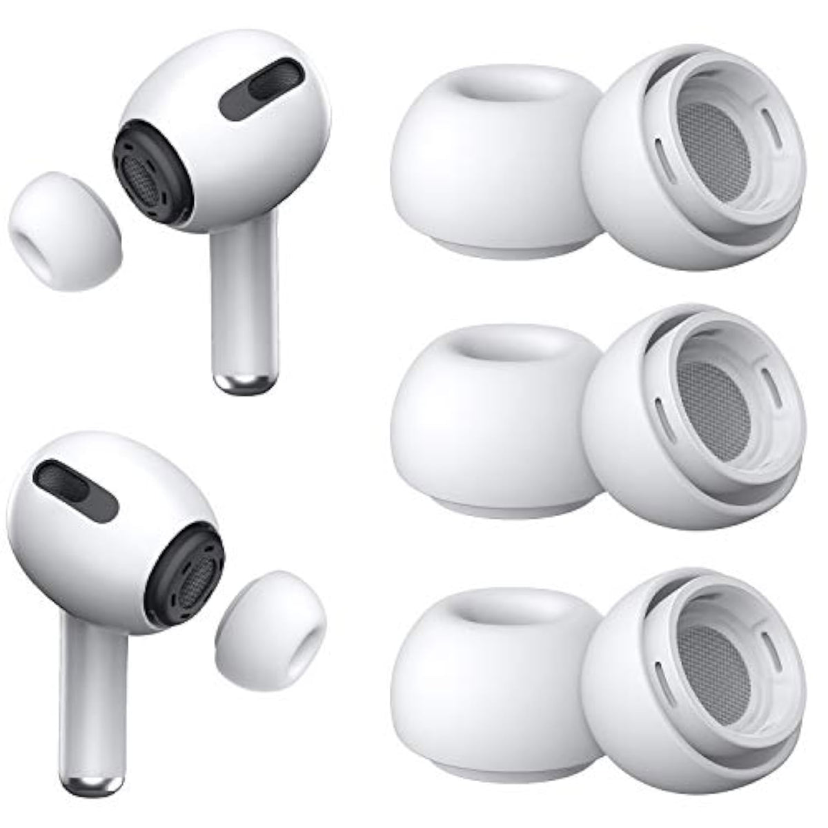 [3 Pairs] Replacement Ear Tips For Airpods Pro And Airpods Pro 2Nd Generation With Noise Reduction Hole,Silicone Ear Tips For Airpods Pro With Portable Storage Box And Fit In The Charging Case(Medium)