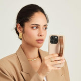 Compatible With Iphone 16 Pro Case With Adjustable Wristband Strap Kickstand,Handstrap Grip Loop Strap Leather Case For Women Girl For Iphone 16 Pro 6.3Inch-Brown