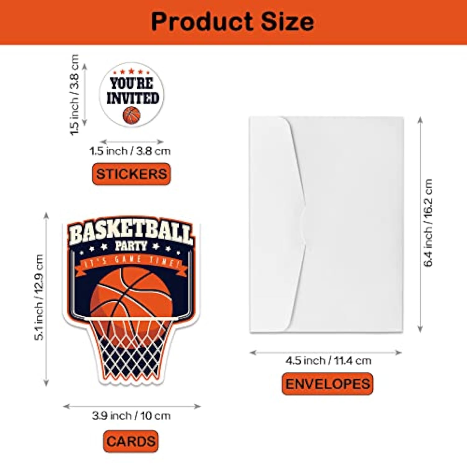Basketball Party Invitations With Envelopes & Stickers?Set Of 15? Basketball Birthday Party Shaped Fill-In Invitations Basketball Game Invite Card Basketball Party Supplies For Kids Adults