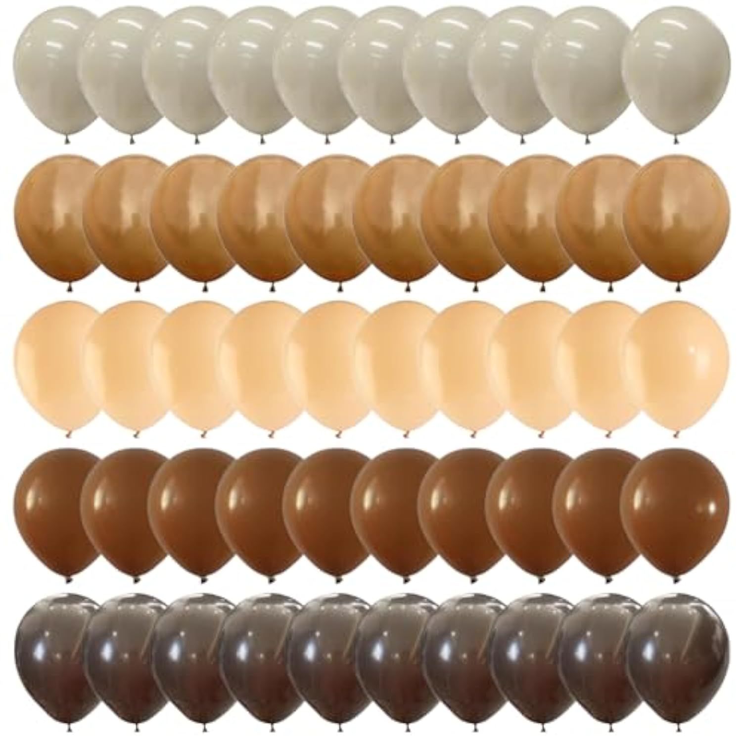 100pcs Neutral Brown Balloon Set – 12" Boho/Safari/Cowboy Party Decor with Ribbons
