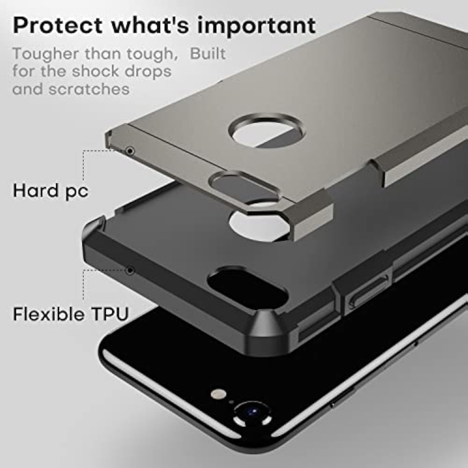 ImpactStrong for iPhone 7 Case/iPhone 8 Case, Heavy Duty Dual Layer Protection Cover (Gun Metal)