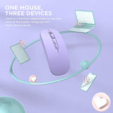 Bluetooth Wireless Mouse, Rechargeable Multi-Device(Tri-Mode: Bt1/Bt2+2.4G) Computer Mice With Usb Receiver, Slim Silent Mouse For Laptop/Macbook/Chromebook/Surface Pro/Ipad Pro(Purple)