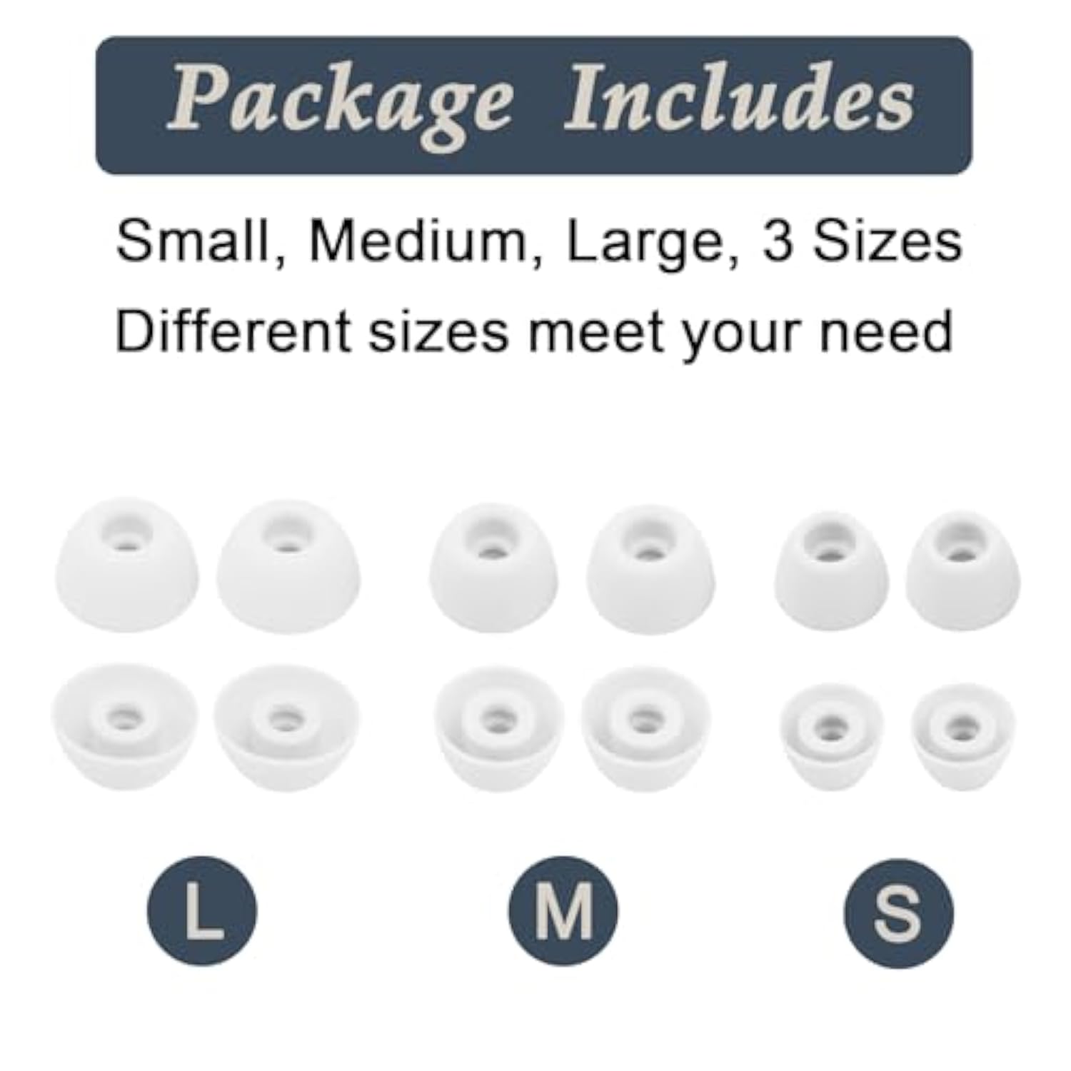 Ear Tips For Samsung Galaxy Buds 2 Pro, 6 Pairs Silicone Replacement Earbud Tips S/M/L, Earbuds Ear Tips Buds Set (White)