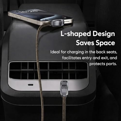 Heavy Duty 90 Degree USB-C to USB-C Cable 3.3ft, 240W Flat Right Angle Fast Charging Cord for iPhone 16/15, Mac, , Google Pixel