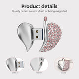 High Speed Usb 3.0 Flash Drive,Cute Romantic Heart Shape Usb Memory Stick,Thumb Drive For Photos, Music, Files Storage (Pink, 64, Gb)