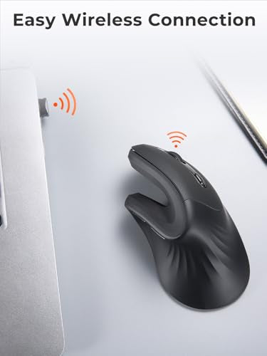 Ergonomic Vertical Wireless Mouse, 2.4G Optical Vertical Mouse With Ergo Design For Comfort And Reduced Wrist Strain,3 Adjustable Dpi Levels With 6 Buttons, Computer Mice For Laptop, Desktop Pc