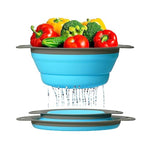 Ultimate Kitchen Strainers Set Of 2 - Collapsible Silicone Colanders For Easy Storage By - Use With Pasta & Veggies Or As A Fruit Or Berry Bowl With Strainer - Irreplaceable For Campers - Blue