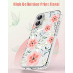 Magnetic Case for iPhone 16 Compatible with Magsafe Pink Flower Floral Pattern Design Cute Clear Phone Case